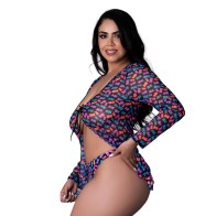 Conjunto de Chaqueta y Tanga Tie Front Atrevida