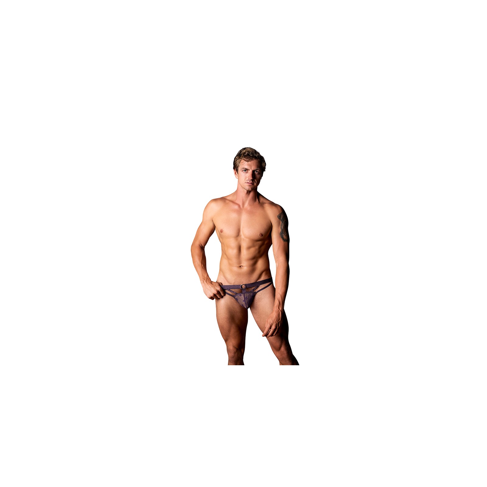 Male Power Love Star Thong Purple L/XL