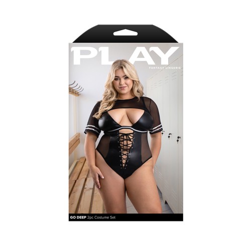 Fantasy Lingerie Juego Conjunto Go Deep - Negro XL/2XL