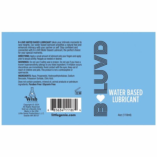 B-Luvd Water-Based Lubricant - 4 oz.