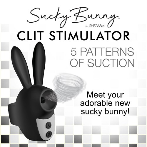 Shegasm Sucky Bunny Clit Stimulator Black - Adorable Pleasure