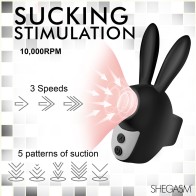 Shegasm Sucky Bunny Clit Stimulator Black - Adorable Pleasure