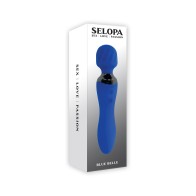 Vibrador de Varita Doble Selopa Blue Belle Recargable - Silicona