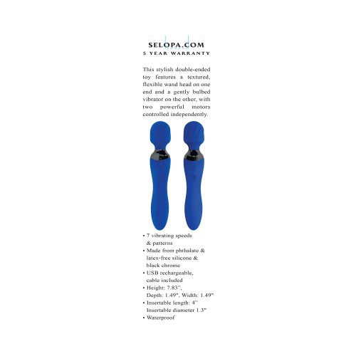 Vibrador de Varita Doble Selopa Blue Belle Recargable - Silicona