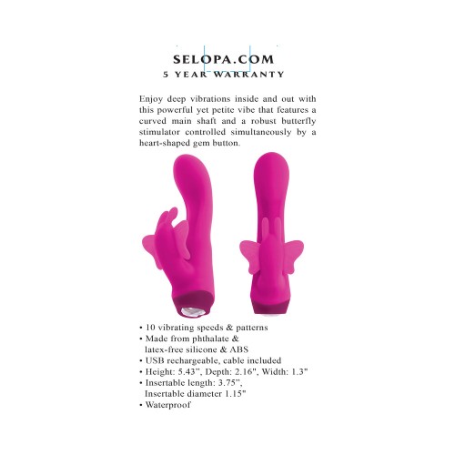 Selopa Butterfly Love Rechargeable Vibrating Dual Stimulator Pink