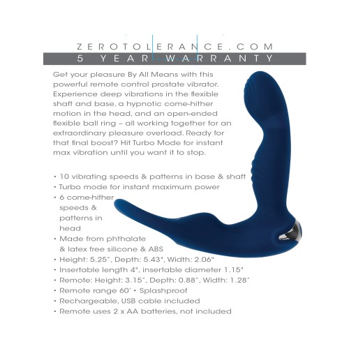 Zero Tolerance Rechargeable Prostate Vibrator - Ultimate Pleasure Experience