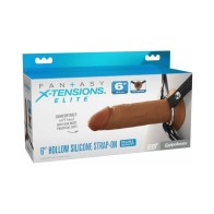 Strap-On Hueco de Silicona Elite X-Tensions de 6 in. Marrón