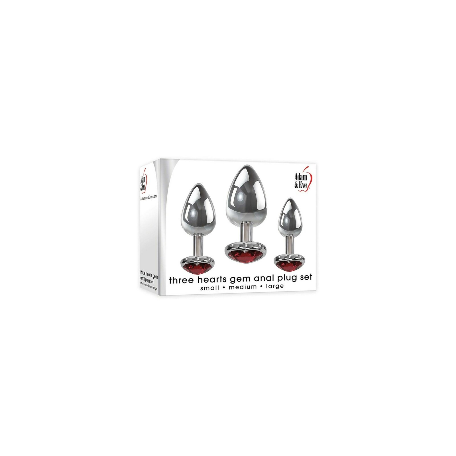 Juego de Plug Anal Adam & Eve Tres Corazones con Joyas