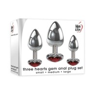 Juego de Plug Anal Adam & Eve Tres Corazones con Joyas