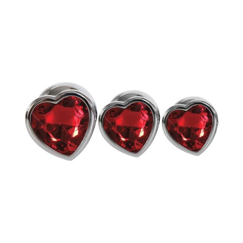 Juego de Plug Anal Adam & Eve Tres Corazones con Joyas