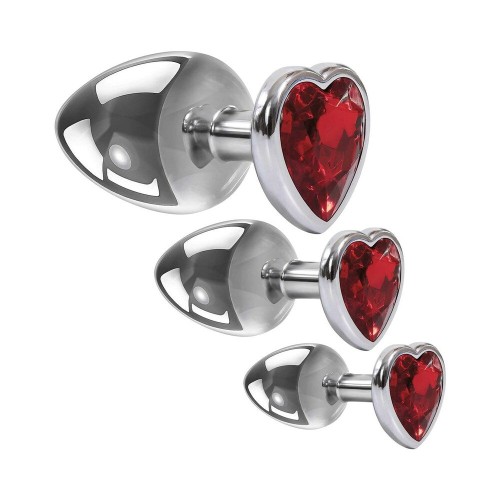 Juego de Plug Anal Adam & Eve Tres Corazones con Joyas