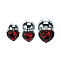 Juego de Plug Anal Adam & Eve Tres Corazones con Joyas