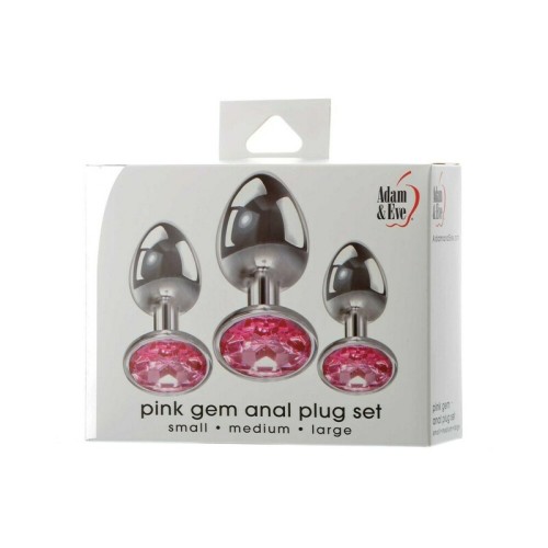 Set de Plugs Anales con Joyas Rosas de Adam & Eve