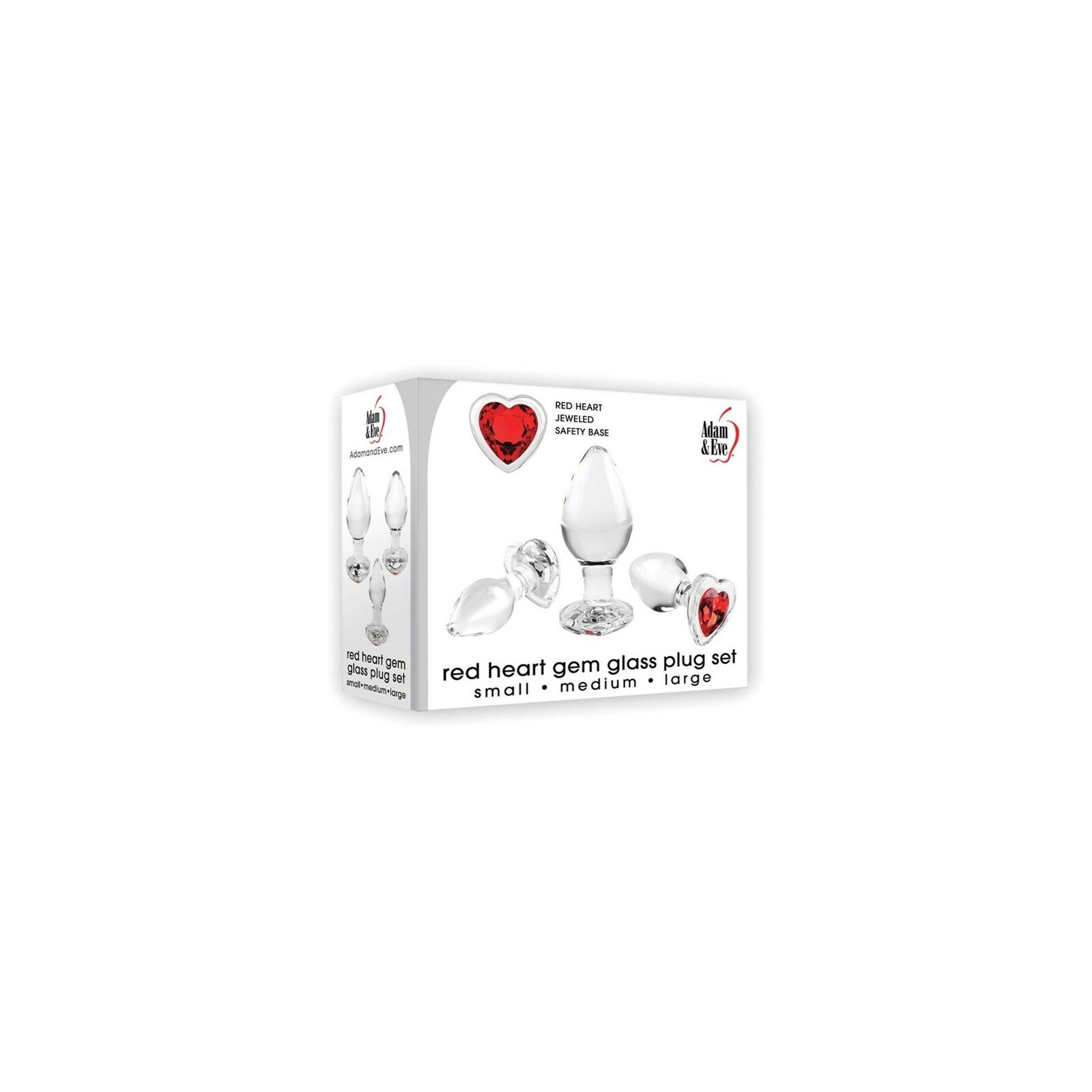 Adam & Eve Red Heart Gem Glass Plug Set