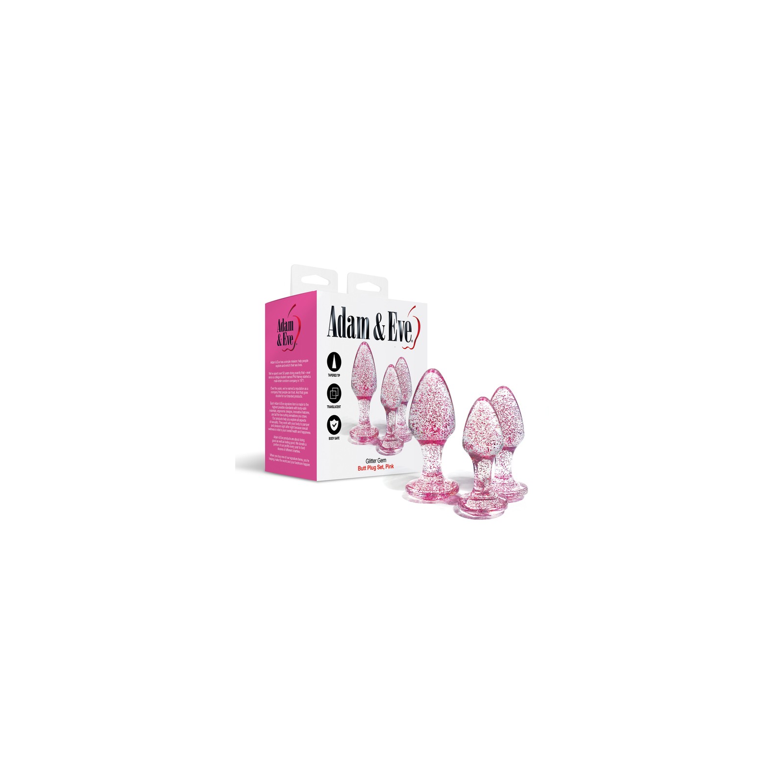 Set de Plug Anal con Gemas Brillantes Rosa Adam & Eve para Diversión Anal Emocionante