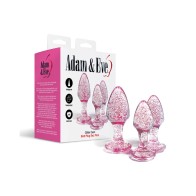 Adam & Eve Pink Glitter Gem Butt Plug Set for Exciting Anal Play