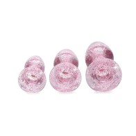 Adam & Eve Pink Glitter Gem Butt Plug Set for Exciting Anal Play