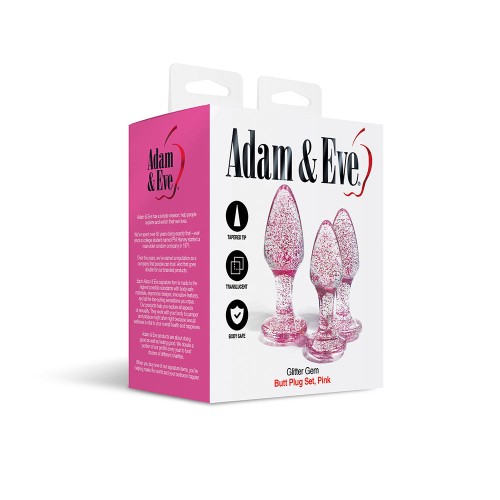 Adam & Eve Pink Glitter Gem Butt Plug Set for Exciting Anal Play