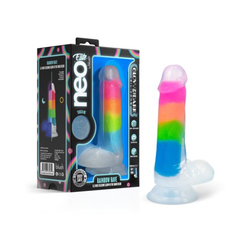 Neo Elite Glow-in-the-Dark Rainbow Rave Dildo