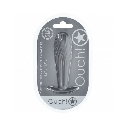 Ouch! Ribbed Anal Plug 4.6 in. - Enhance Your Pleasure