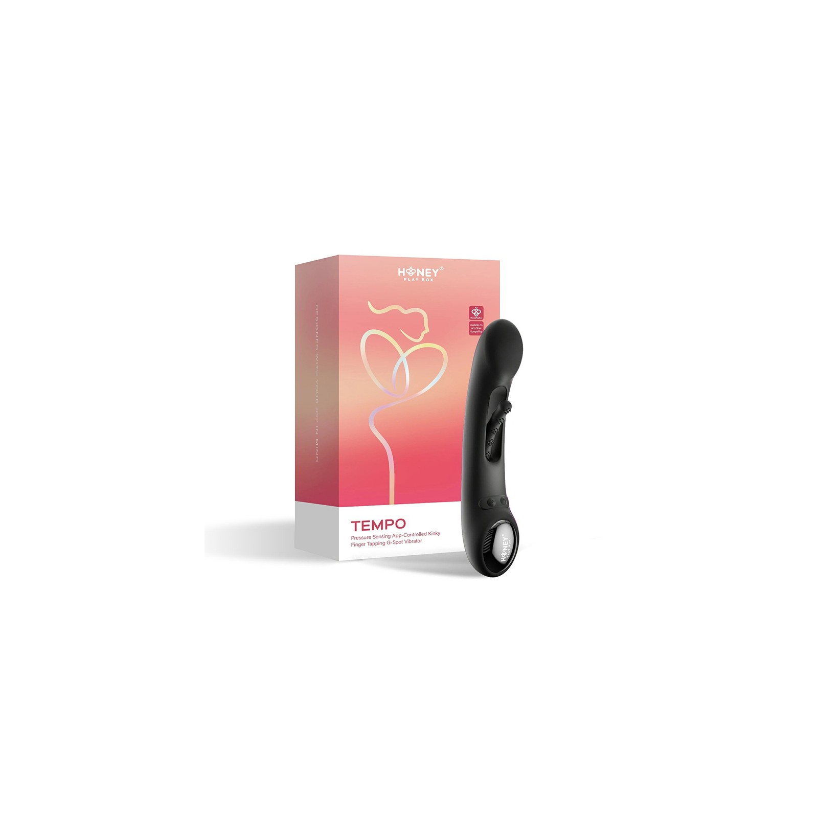 Honey Play Box Tempo Pressure Sensing App-Controlled Tapping G-Spot Vibrator Black