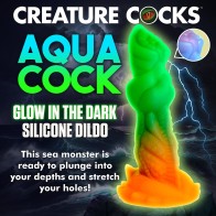 Glow-in-the-Dark Aqua-Cock Dildo from Creature Cocks