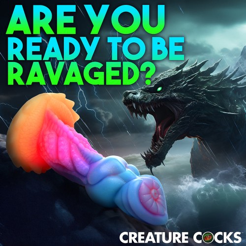 Glow-in-the-Dark Aqua-Cock Dildo from Creature Cocks