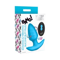 Plug Anal Silicona Rotativo y Vibrante BANG! con Control Remoto Azul