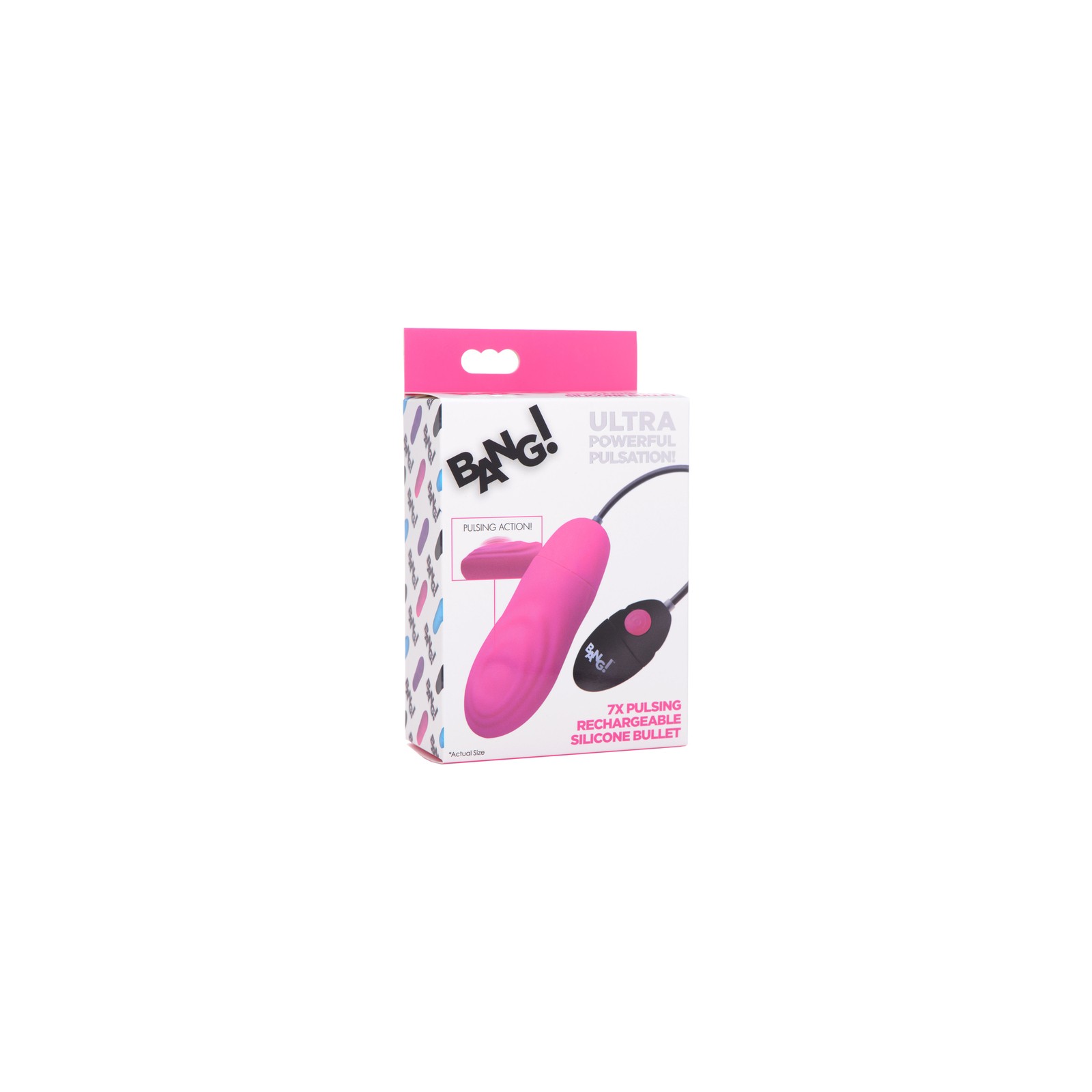 BANG! 7X Pulsing Rechargeable Silicone Bullet Pink