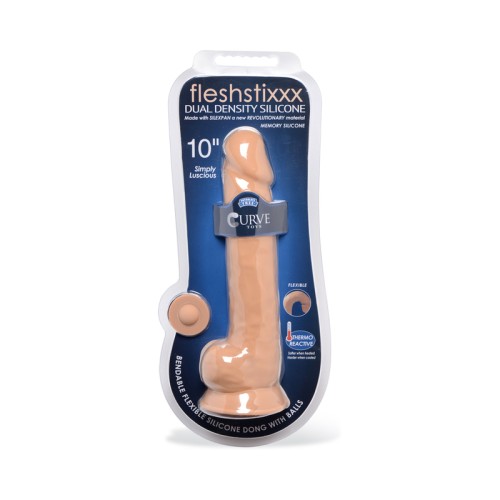 Dildo de Silicona FLESHSTIXXX de 10 Pulgadas con Testículos Mediano