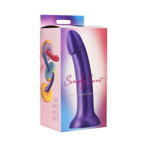 Simply Sweet 7 in. Metallic Silicone Dildo for Pleasure