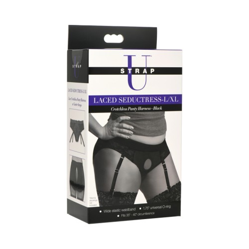 Strap U Laced Seductress Crotchless Panty Harness L/XL