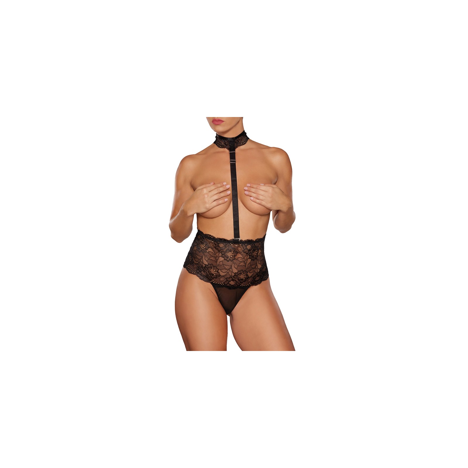 Allure Love Bug High-Waisted Lace Thong Black