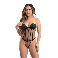 Corset de Malla con Flecos de Oro Fantasy Lingerie para Noches Sensuales