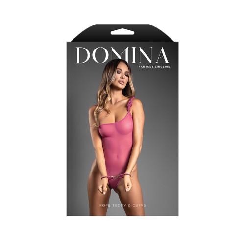 Fantasy Lingerie Domina One-Shoulder Mesh Teddy