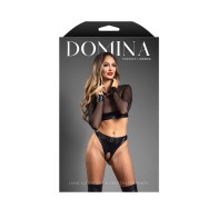 Conjunto de Lencería Fantasía Domina Blusa y Tanga Sin Entrepierna S/M