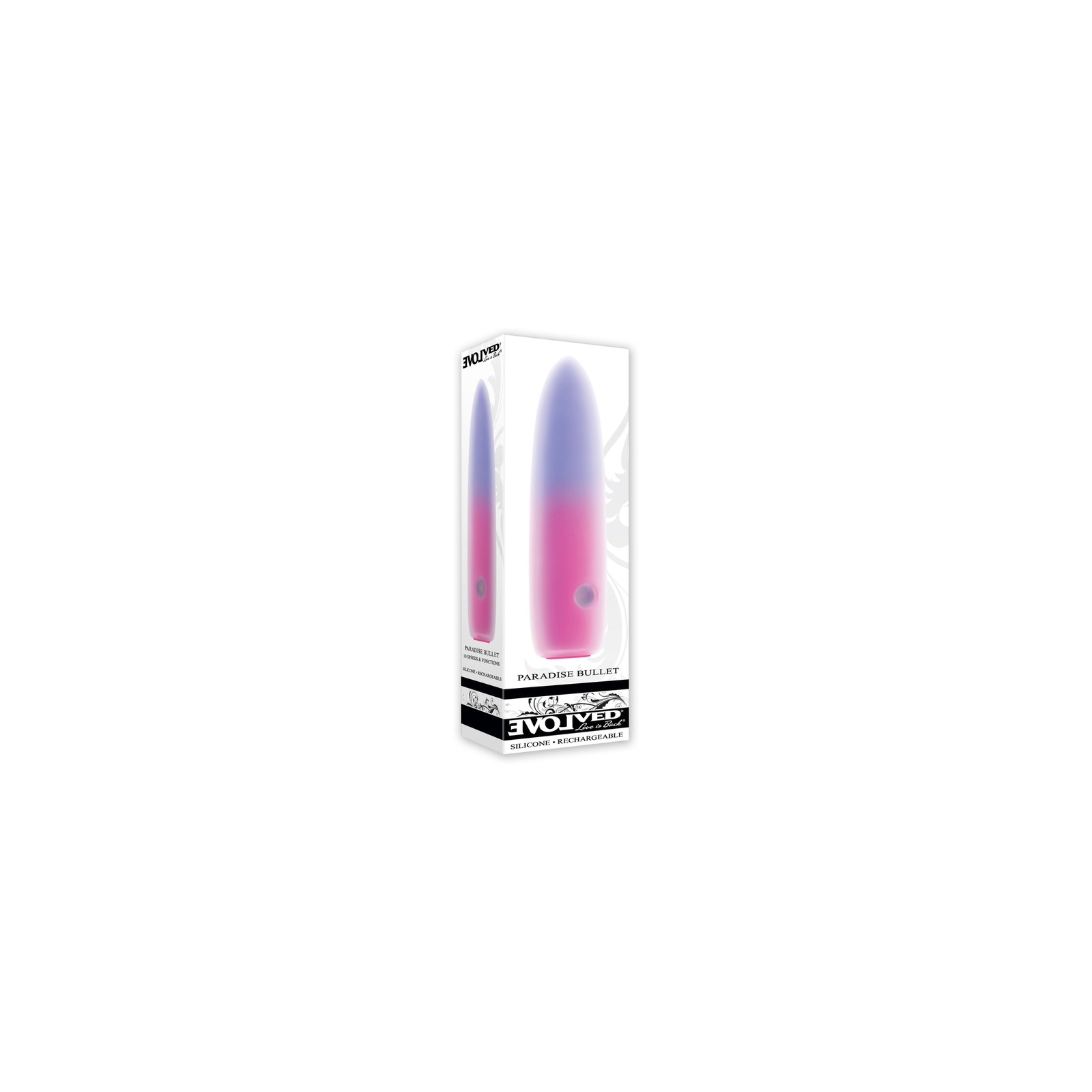 Vibrador Bullet Recargable Evolved Paradise en Rosa/Púrpura