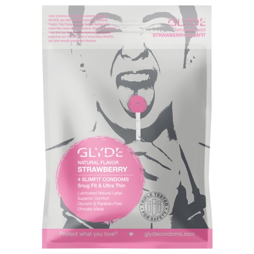 Condones de Fresa Natural Glyde Slimfit 4pk