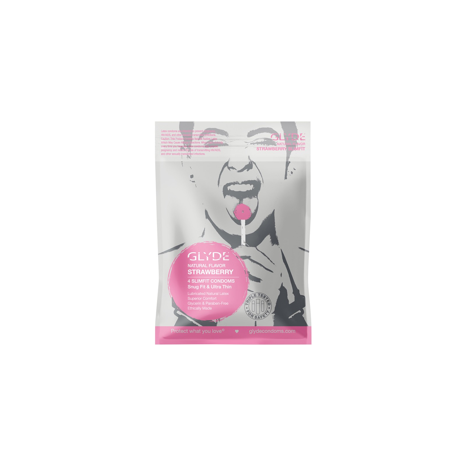 Condones de Fresa Natural Glyde Slimfit 4pk