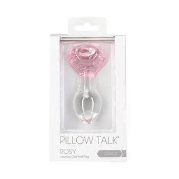 Pillow Talk Rosy Flower Glass Anal Plug - Pink