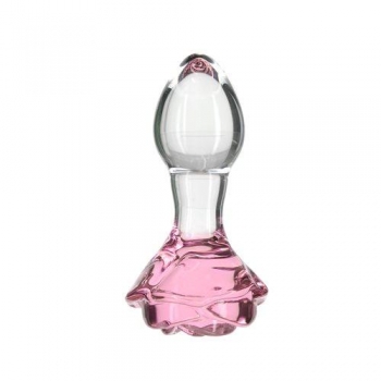 Pillow Talk Rosy Flower Glass Anal Plug - Pink