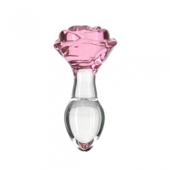 Pillow Talk Rosy Flower Glass Anal Plug - Pink