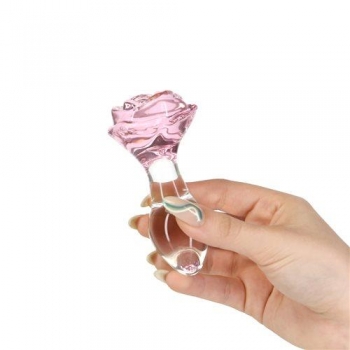 Pillow Talk Rosy Flower Glass Anal Plug - Pink