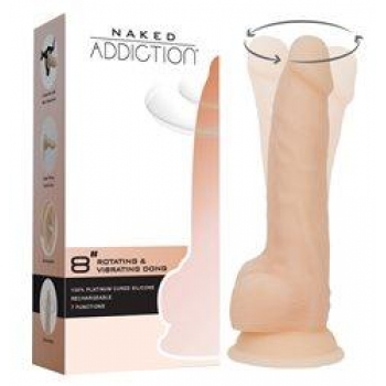 Naked Addiction Rotating & Vibrating Dong - Beige Luxury