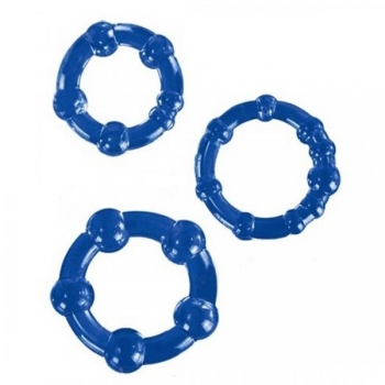 Beaded C Ring Set - 3 Pieces in Blue