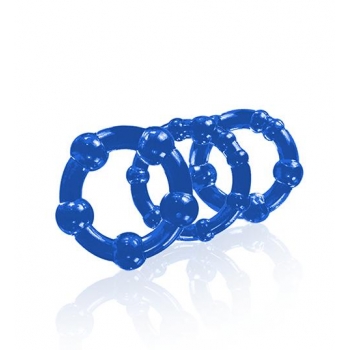 Beaded C Ring Set - 3 Pieces in Blue