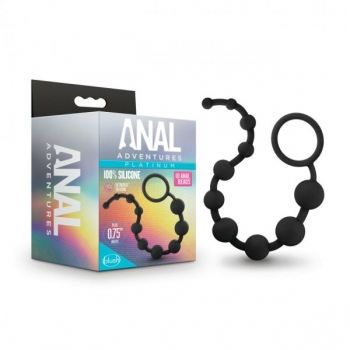 Anal Adventures Platinum Silicone 10 Anal Beads - Black