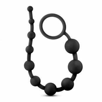 Anal Adventures Platinum Silicone 10 Anal Beads - Black