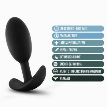 Anal Adventures Platinum Silicone Vibra Slim Plug - Medium Black