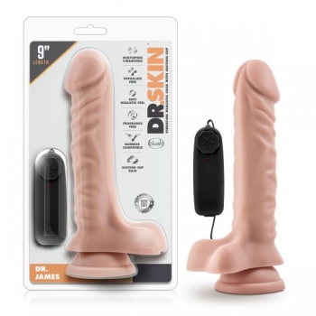 Dr James 9 inches Vibrating Cock, Suction Cup Beige